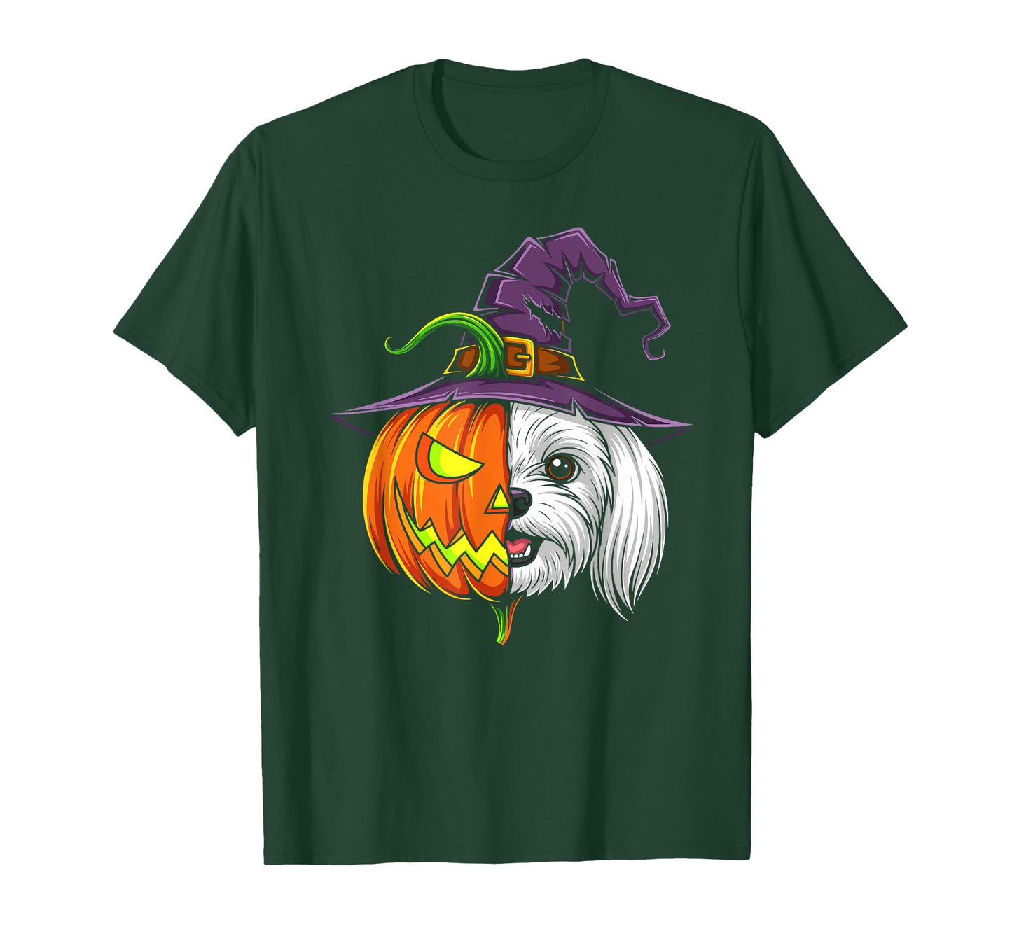 Maltese Pumpkin Jack O Lantern Halloween Kids Mens Womens T-Shirt
