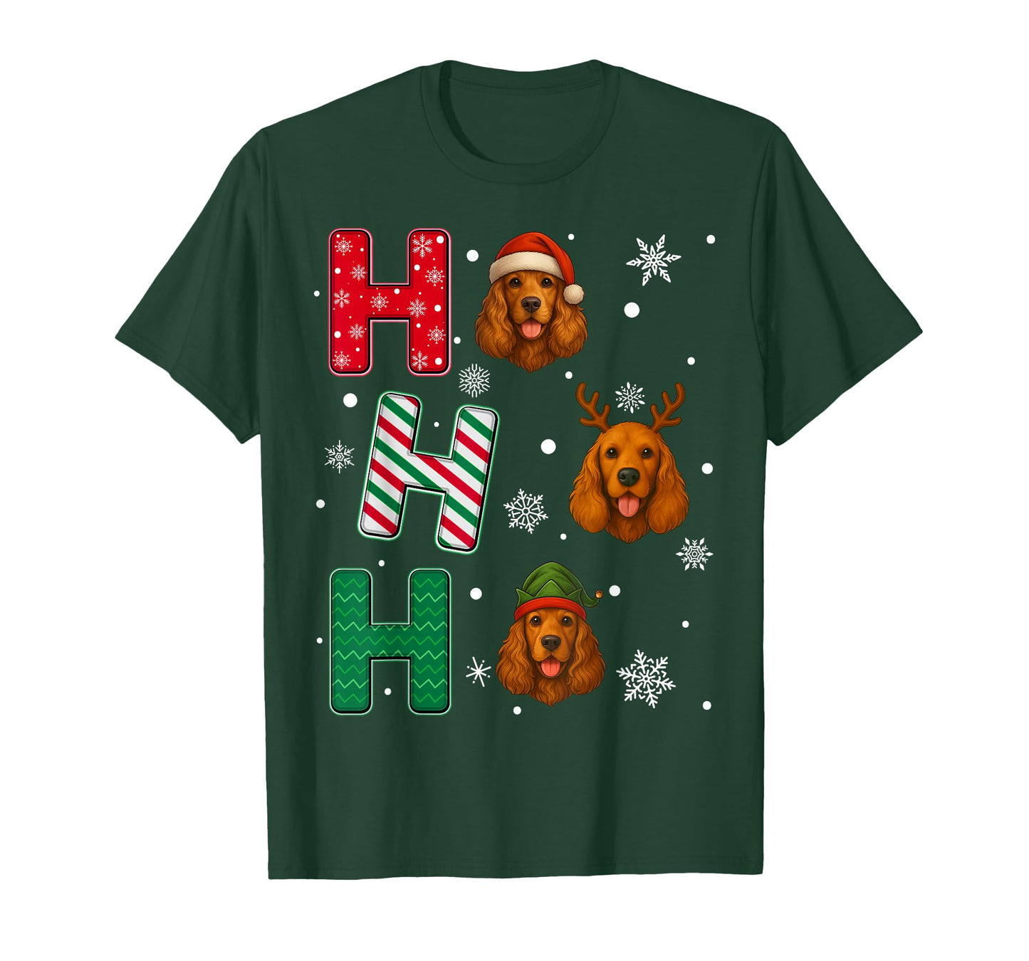 Ho Ho Ho American Cocker Spaniel Dog Christmas Santa Elf T-Shirt