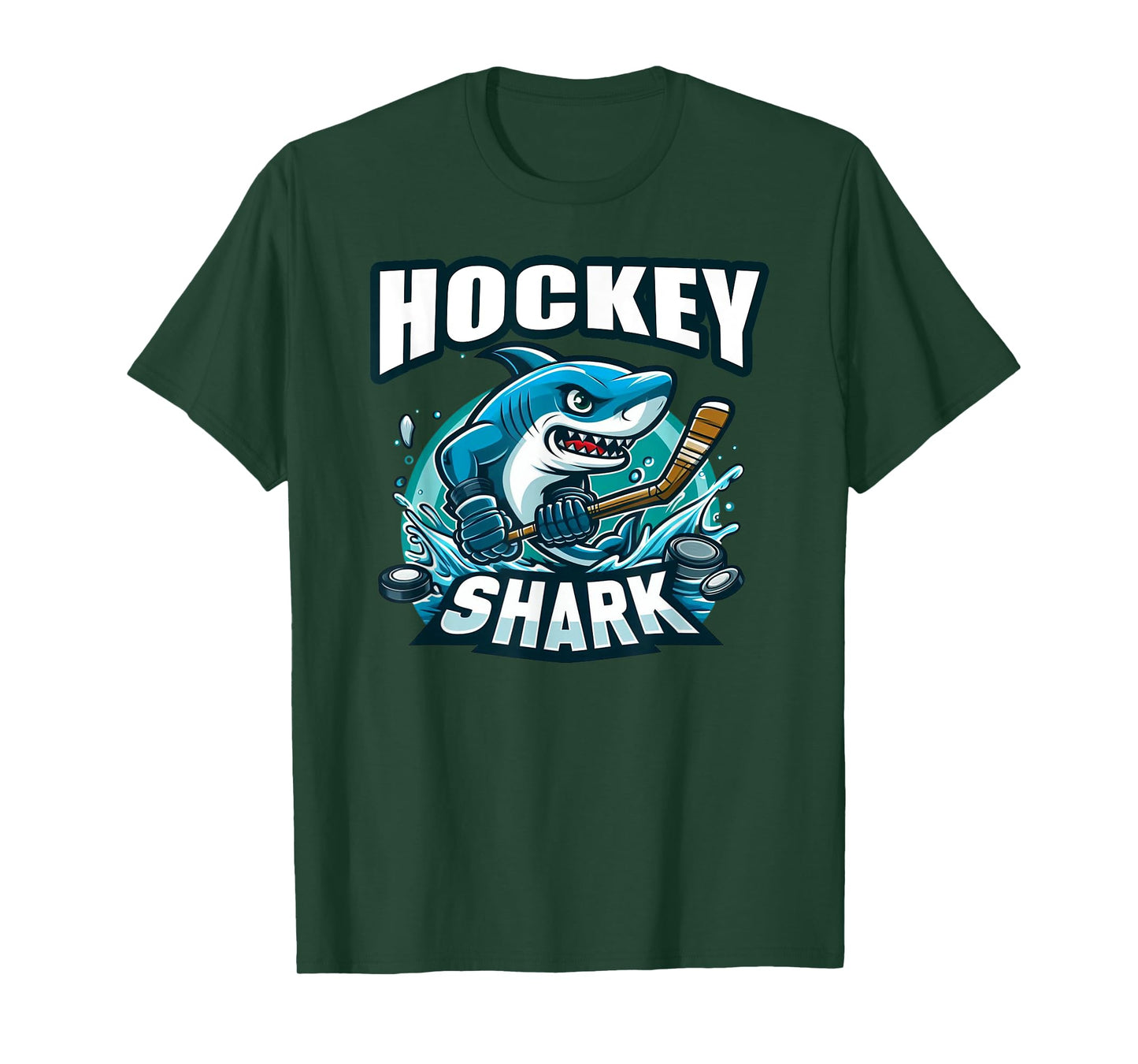 Shark Playing Hockey Funny Hockey T-Shirt
