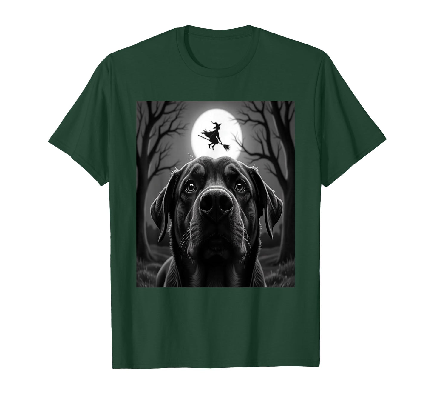 Funny Rottweiler Selfie Full Moon Flying Witch Halloween Dog T-Shirt