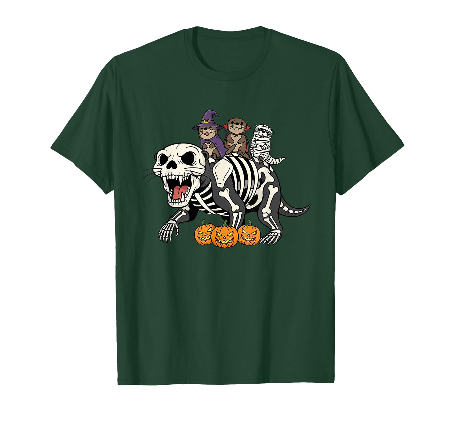 Funny Otter Skeleton Mummy Witch Halloween Kids Mens Womens T-Shirt