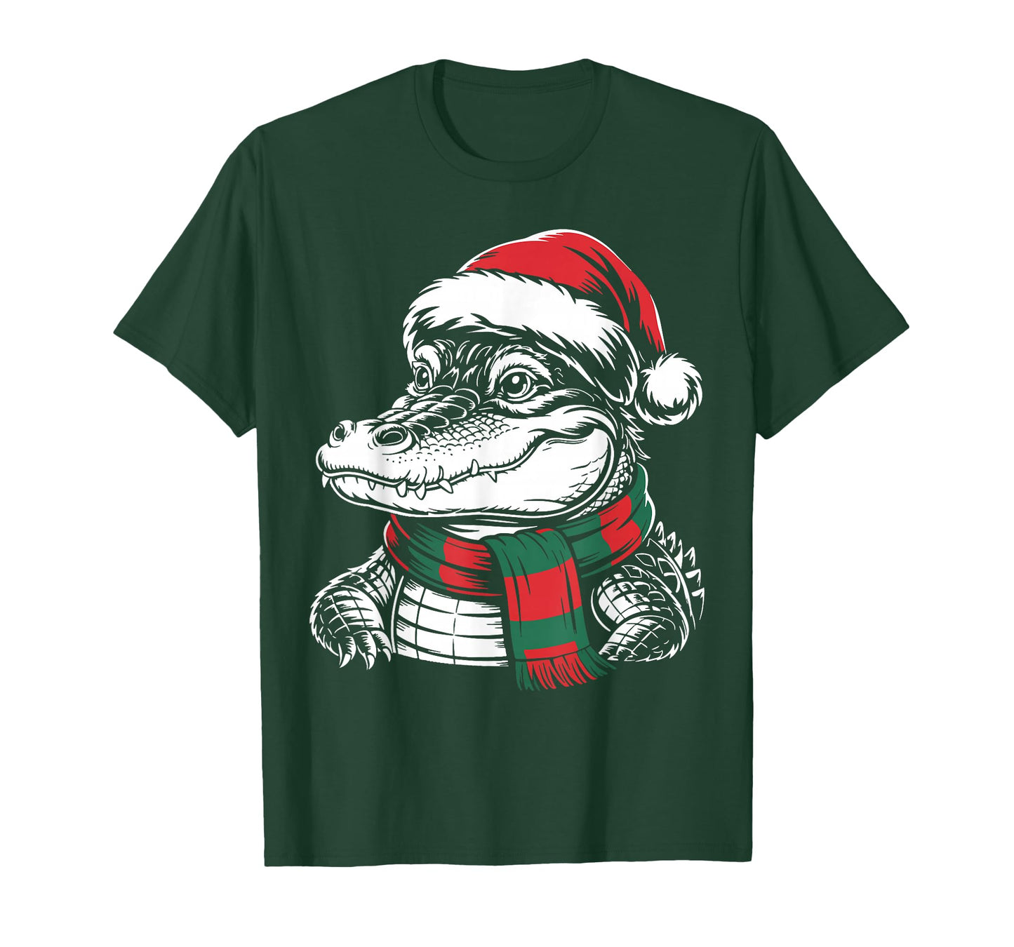 Alligator Xmas Santa Hat Scarf Christmas Costume T-Shirt