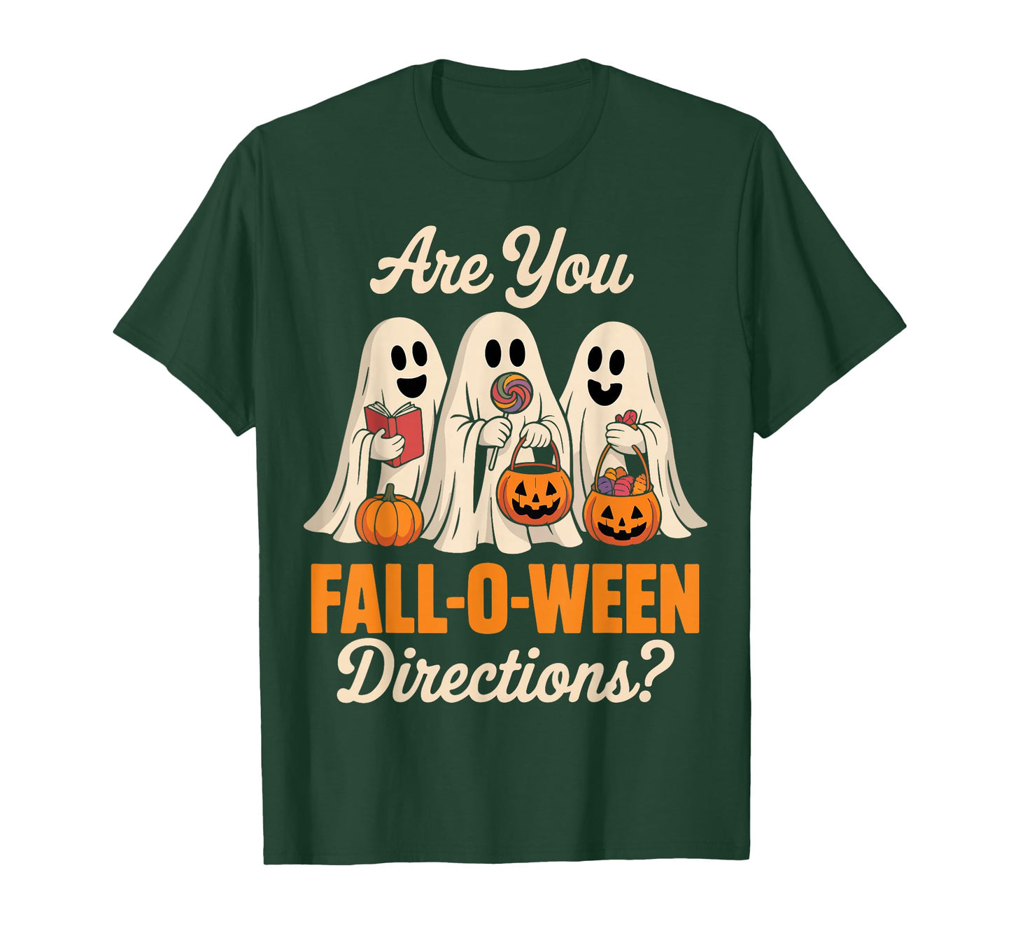 are You Fall O Ween Directions Halloween Teacher Ghost Retro T-Shirt