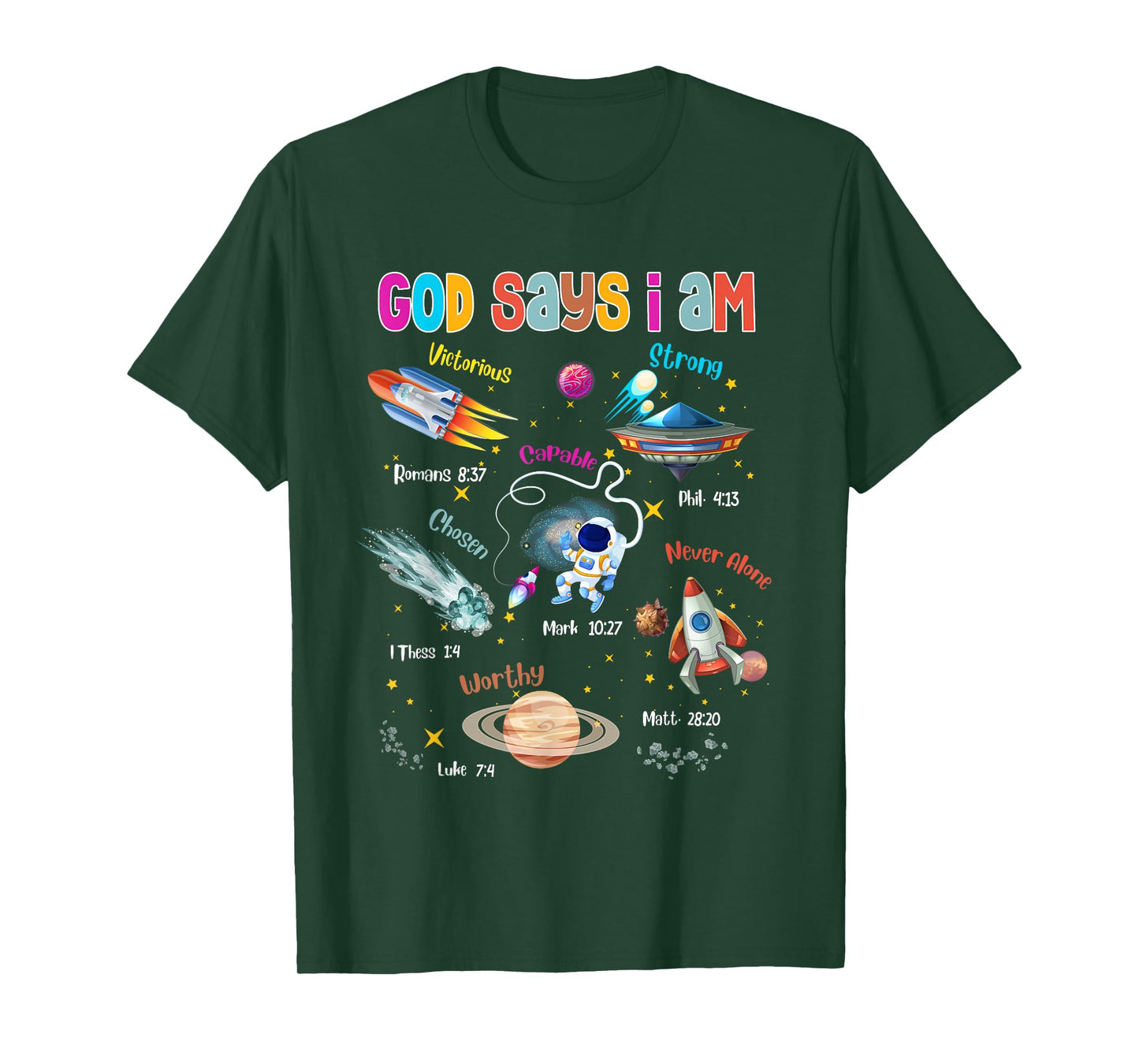 God Says I Am Cute Christian Outer Space Toddler Boys Kids T-Shirt