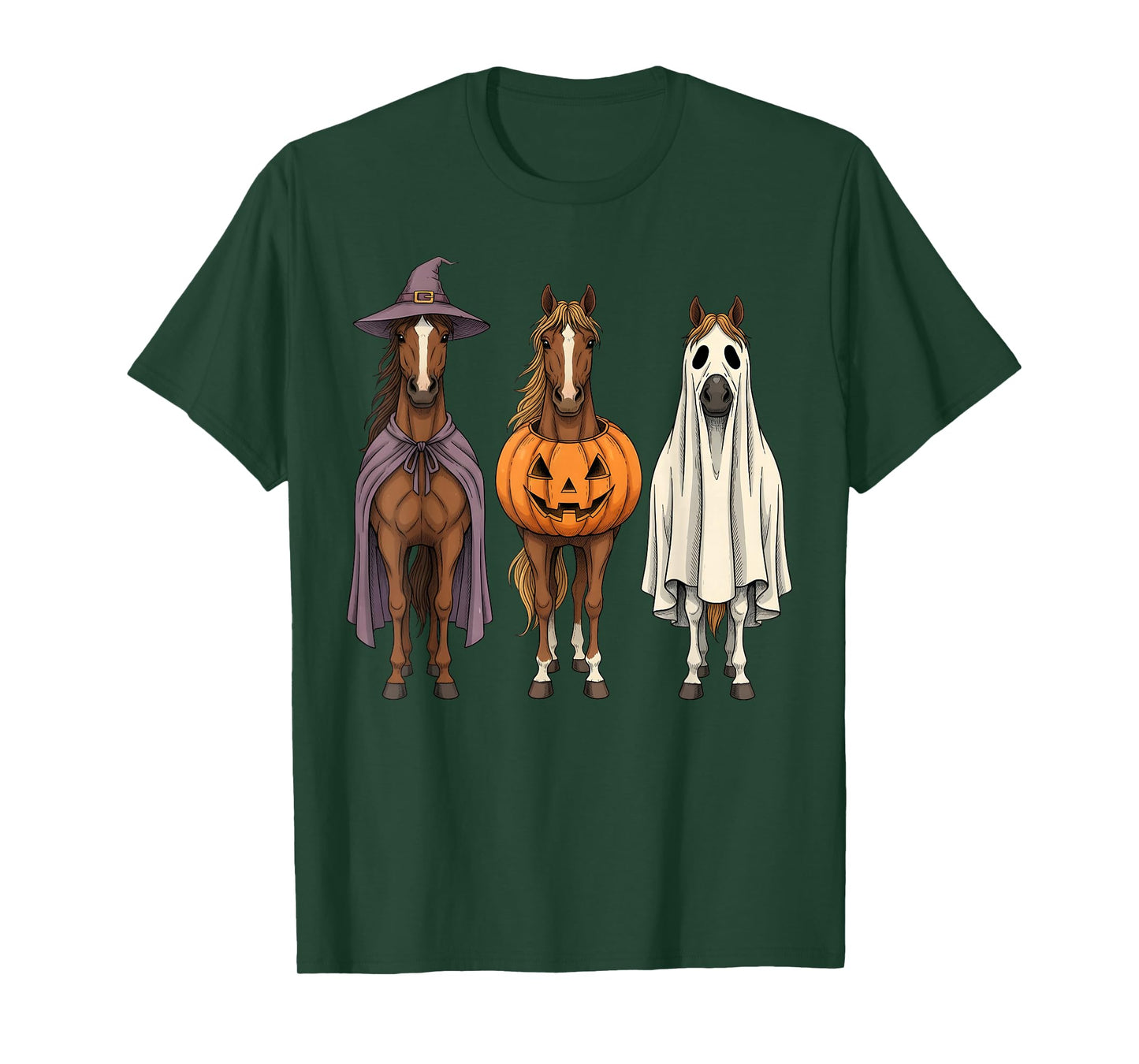 Spooky Ghost Horse Pumpkin Halloween Farm Animal T-Shirt
