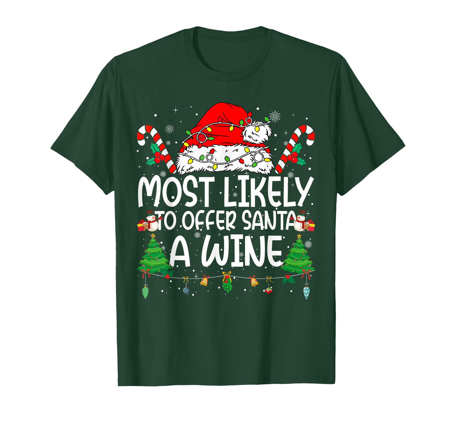 Family Matching Xmas Most Likely to Offer Santa A Wine T-Shirt