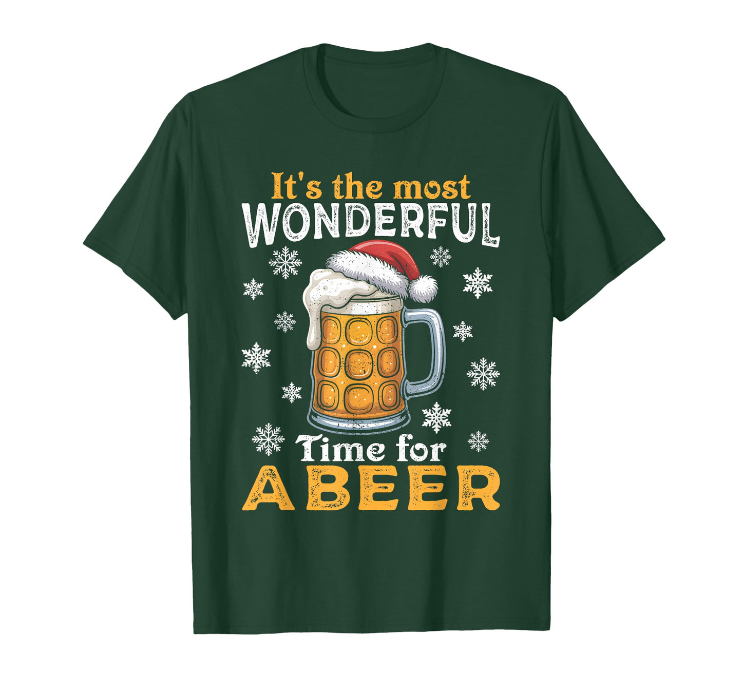 Funny Christmas Pajama Outfit Men Women Beer Mug Santa Hat T-Shirt