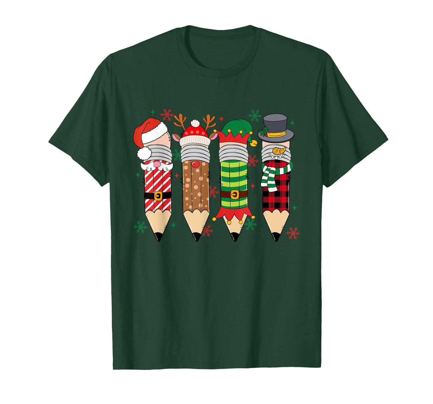 Funny Teacher Christmas Reindeer Santa Pencil School Xmas T-Shirt