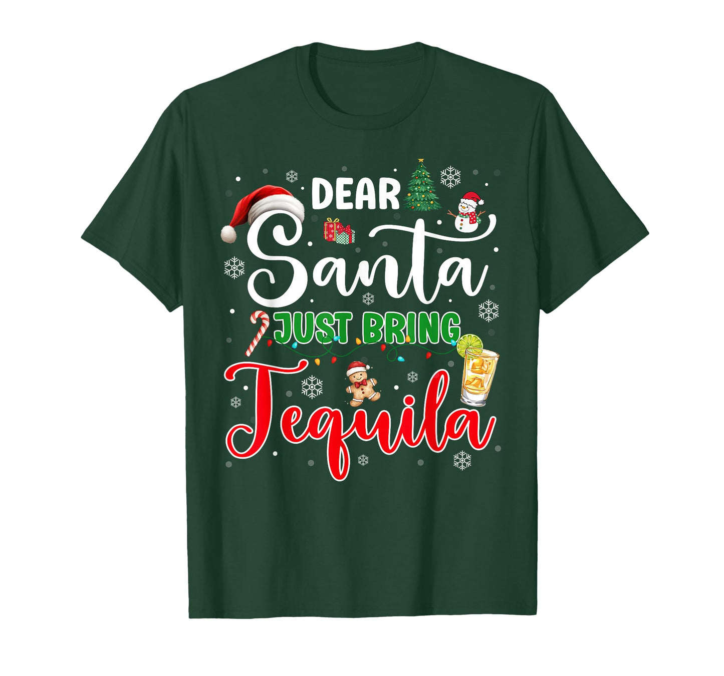 Dear Santa Just Bring Tequila Christmas Drinking Xmas Pajama T-Shirt