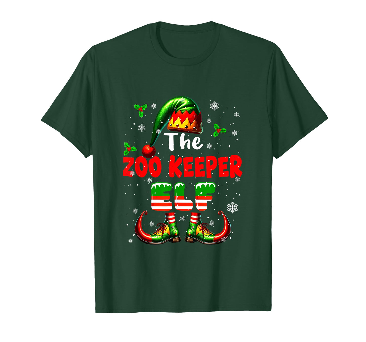 The Zoo Keeper Elf Christmas Funny Job Team Matching Parties T-Shirt