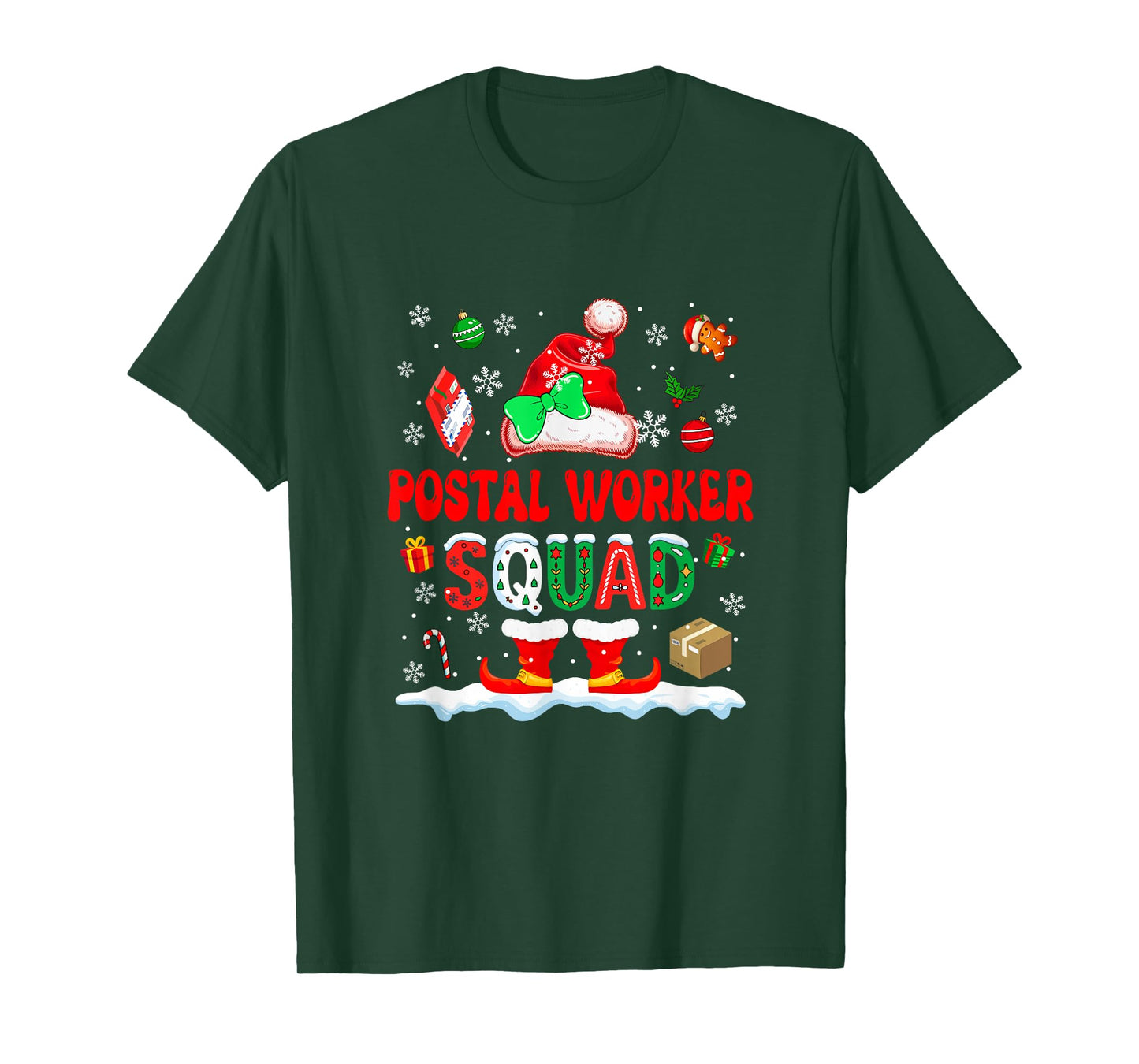 Postal Worker Squad Women Job Christmas Santa Bow Tie T-Shirt