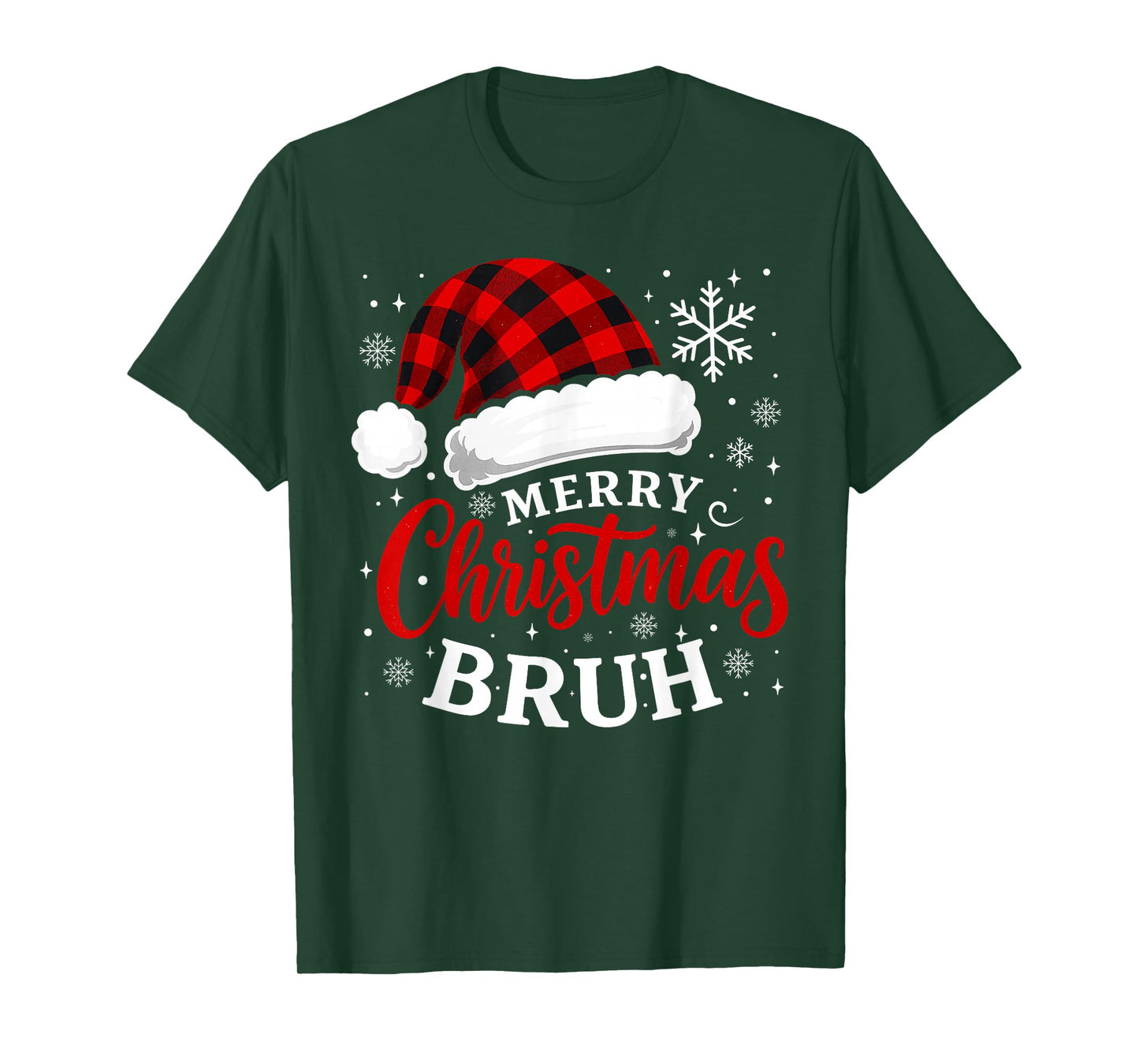 Merry Christmas Bruh Santa Claus Hat Xmas Mens Boys T-Shirt