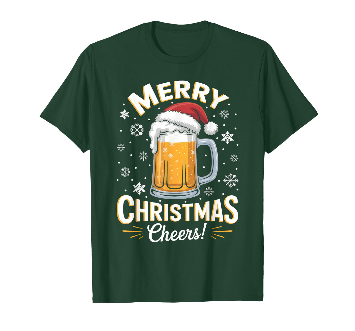 Funny Christmas Pajama Outfit Men Women Beer Mug Santa Hat T-Shirt