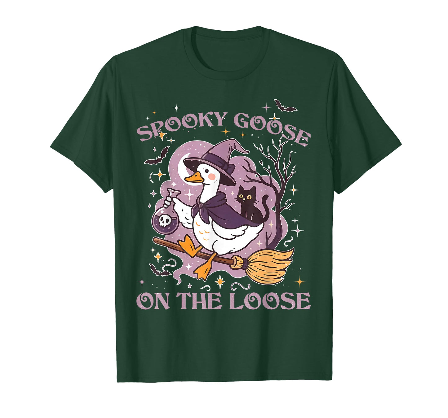 Spooky Goose On The Loose Cute Goose Witch Halloween Costume T-Shirt