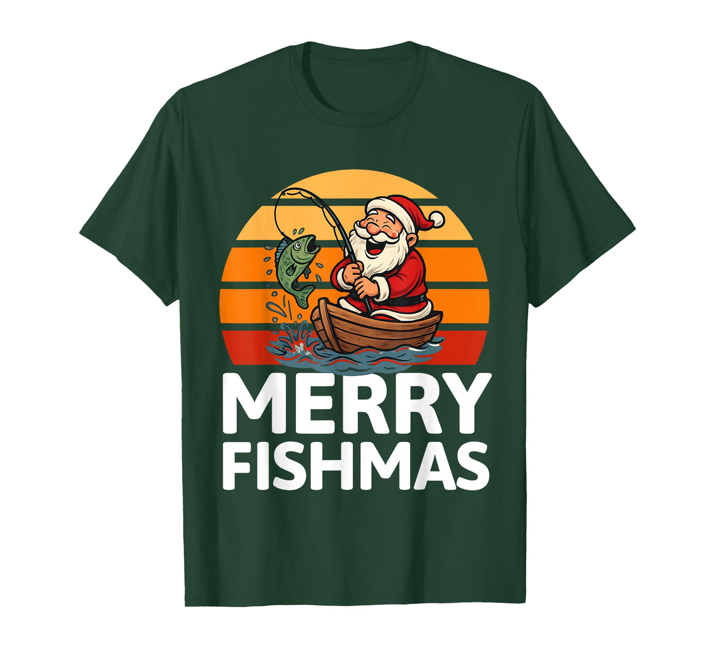 Merry Fishmas Santa Fishing Lovers Funny Fisherman Christmas T-Shirt