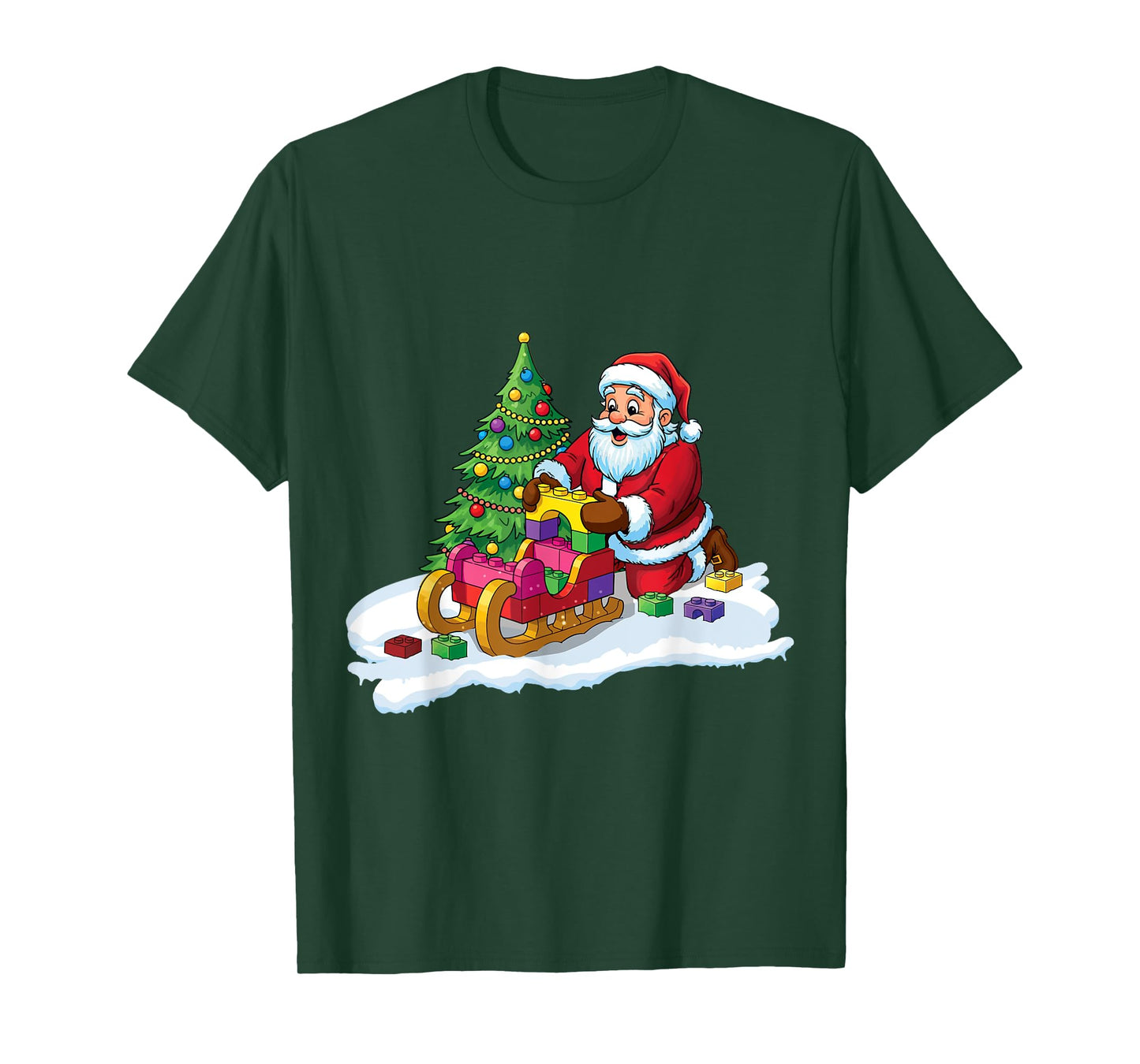 Block Building Christmas Builder Brick Master Santa Building T-Shirt