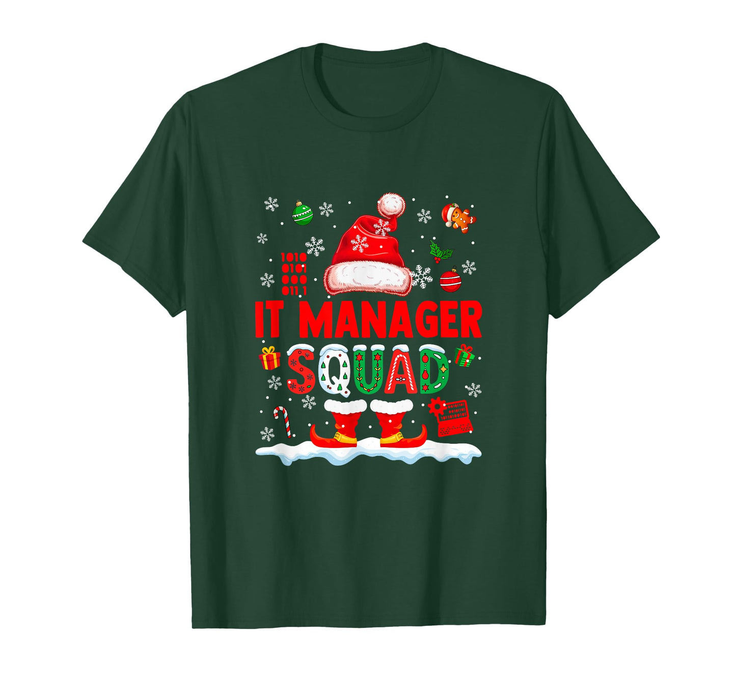 IT Manager Squad Men Job Christmas Santa Costume Bow Tie T-Shirt