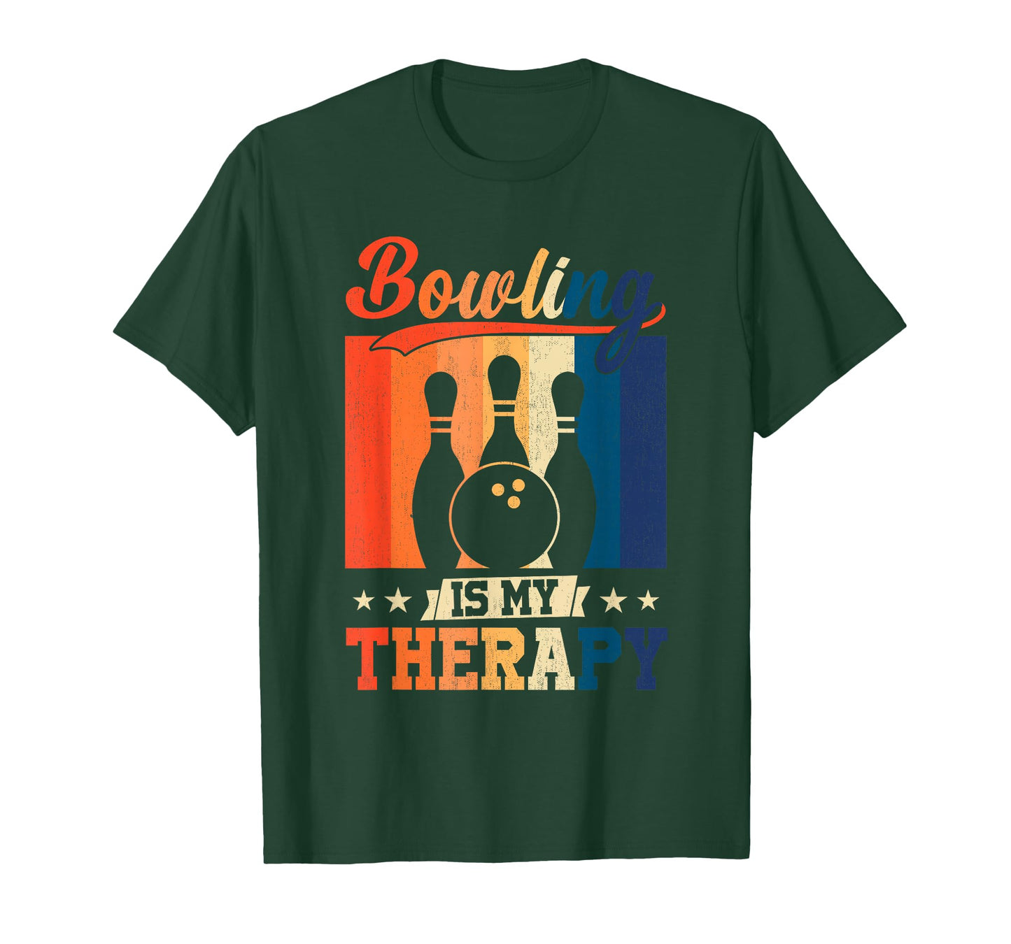 Vintage Retro Bowling Is My Therapy Funny Player Team T-Shirt