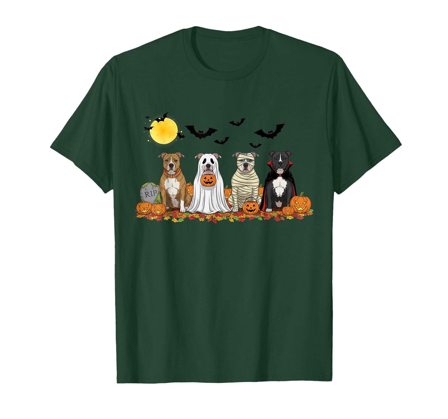 Pitbull Dog Ghost Mummy Pumpkin Halloween Pitbull Dog Lover T-Shirt