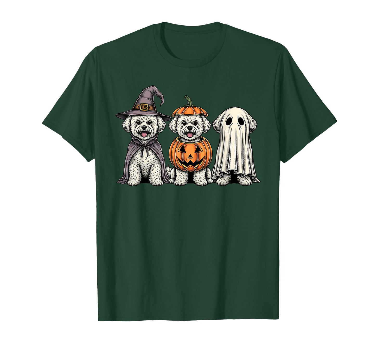 Spooky Ghost Bichon Frise Pumpkin Halloween Dog Lover T-Shirt