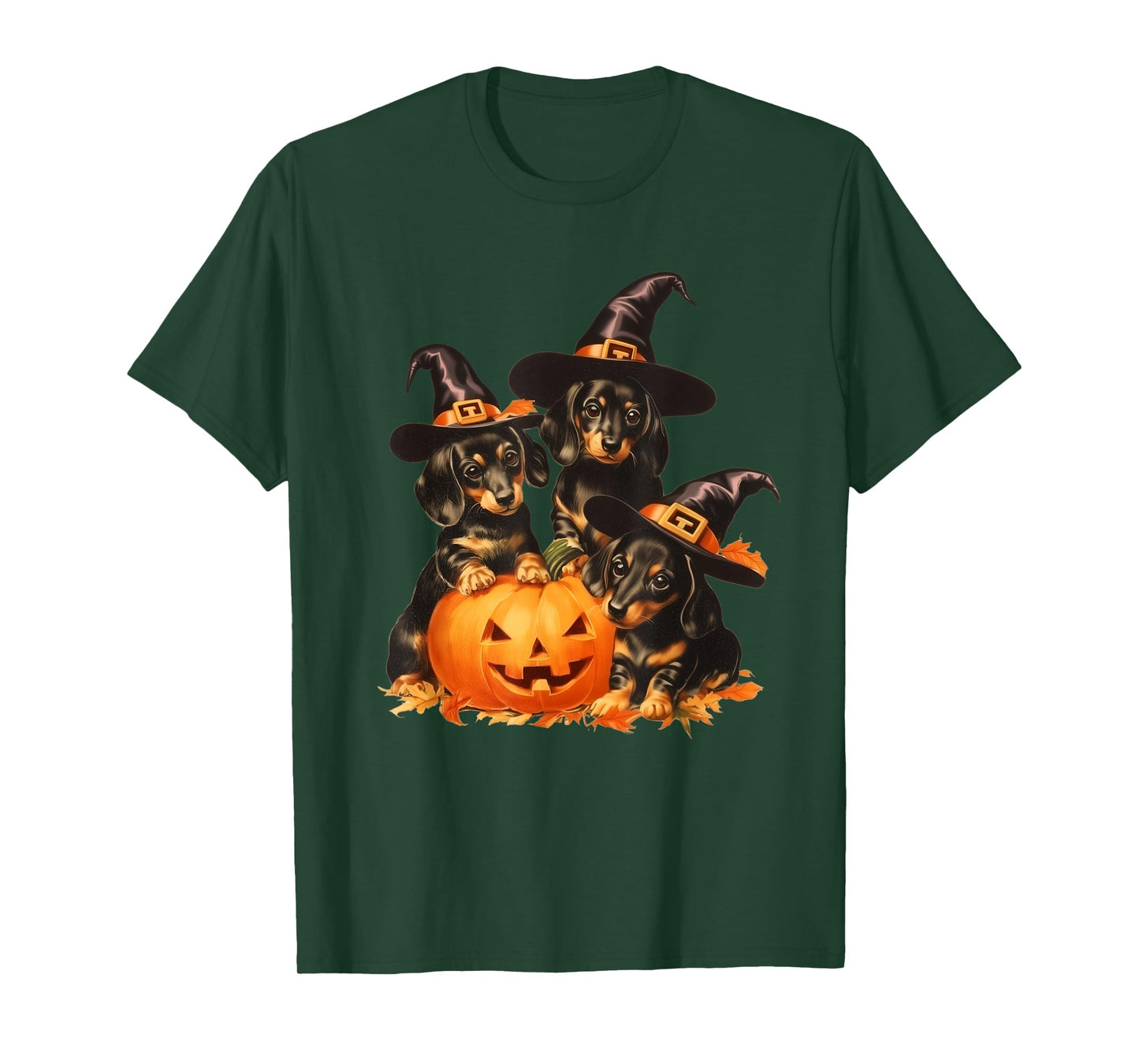 Vintage Dachshund Puppies Cute Weiner Witch Dog Mom Fall T-Shirt