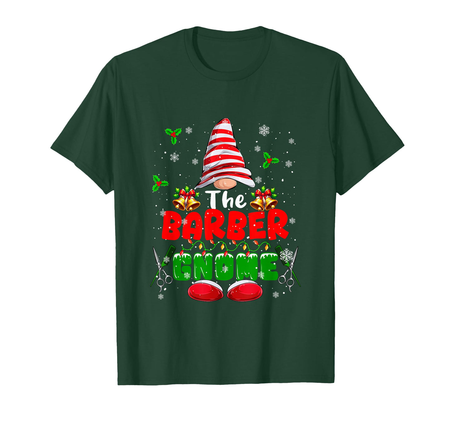 The Barber Gnome Christmas Colorful Costume Job Team T-Shirt