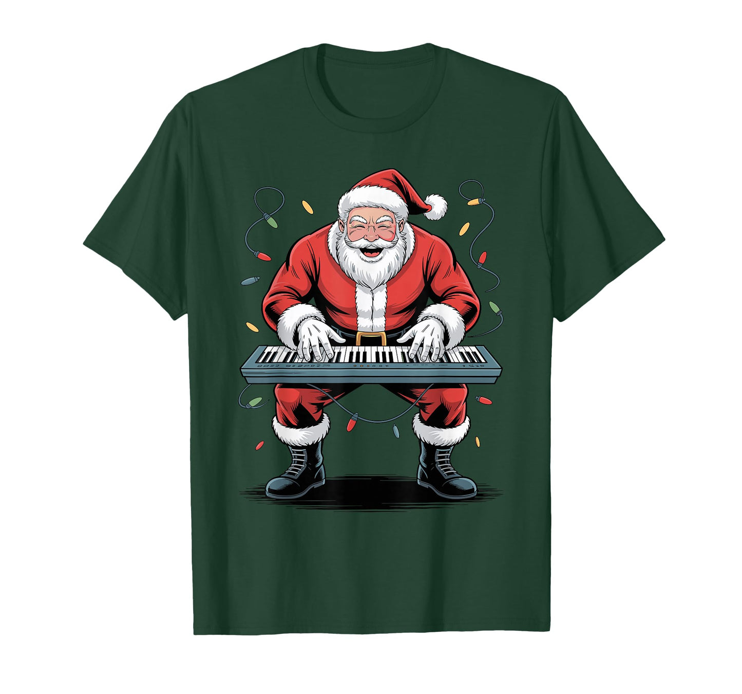 Santa Playing Digital Keyboard Funny Holiday Chrismas Xmas T-Shirt