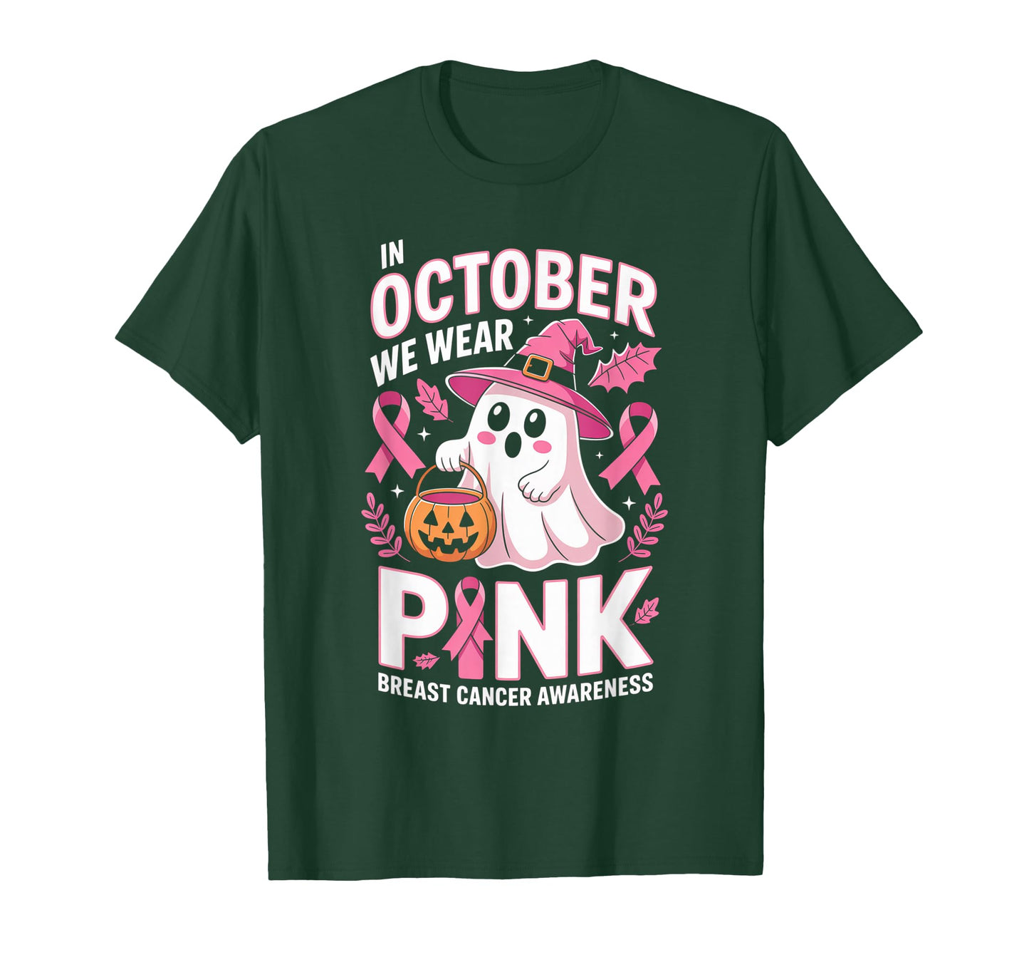 Breast Cancer Women Halloween in October We Wear Pink T-Shirt