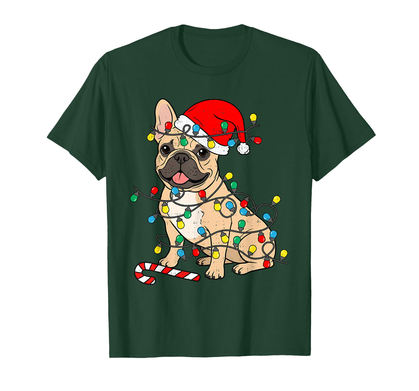 French Bulldog Dog Christmas Lights Santa Xmas Pet Dog Lover T-Shirt