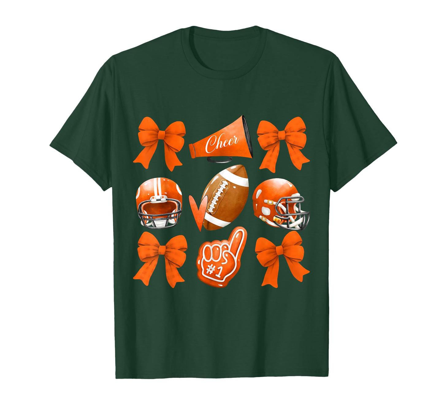Orange Coquette Football Cheer Game Day Women Boy Men T-Shirt