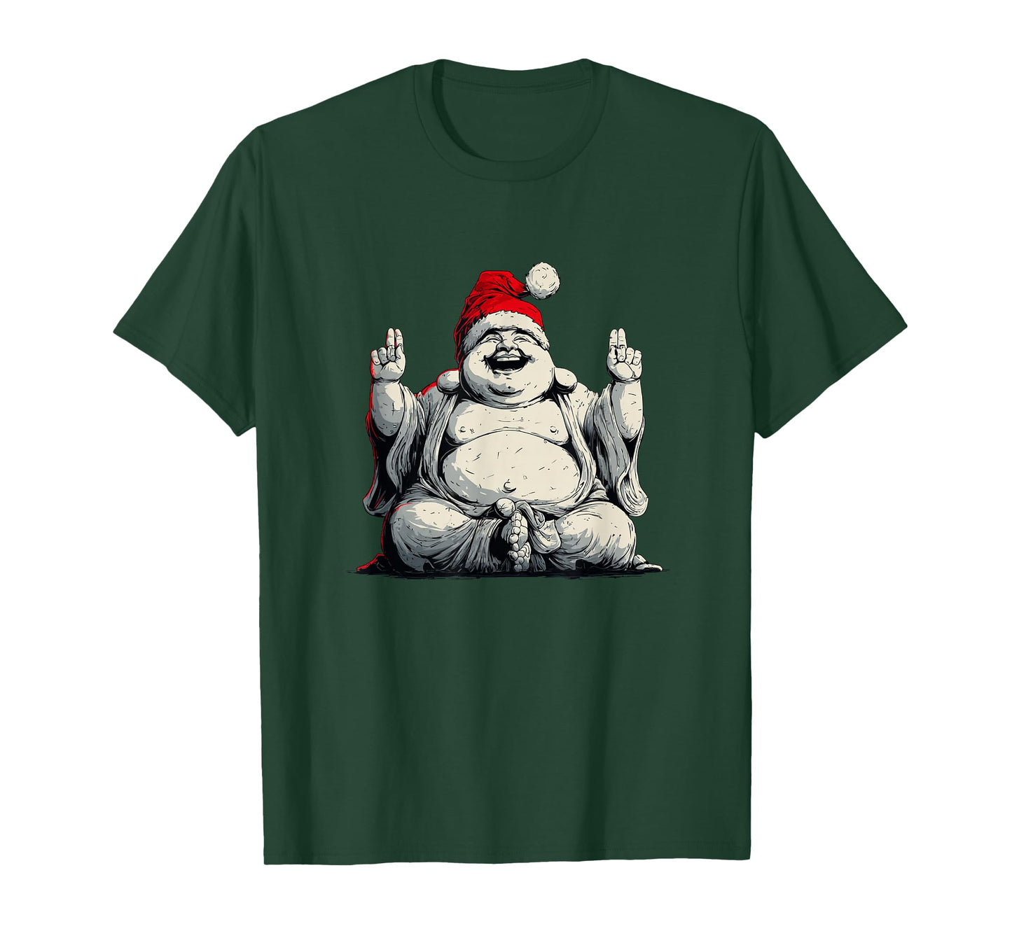 Amazing Buddha with Santa Claus Hat Costume T-Shirt