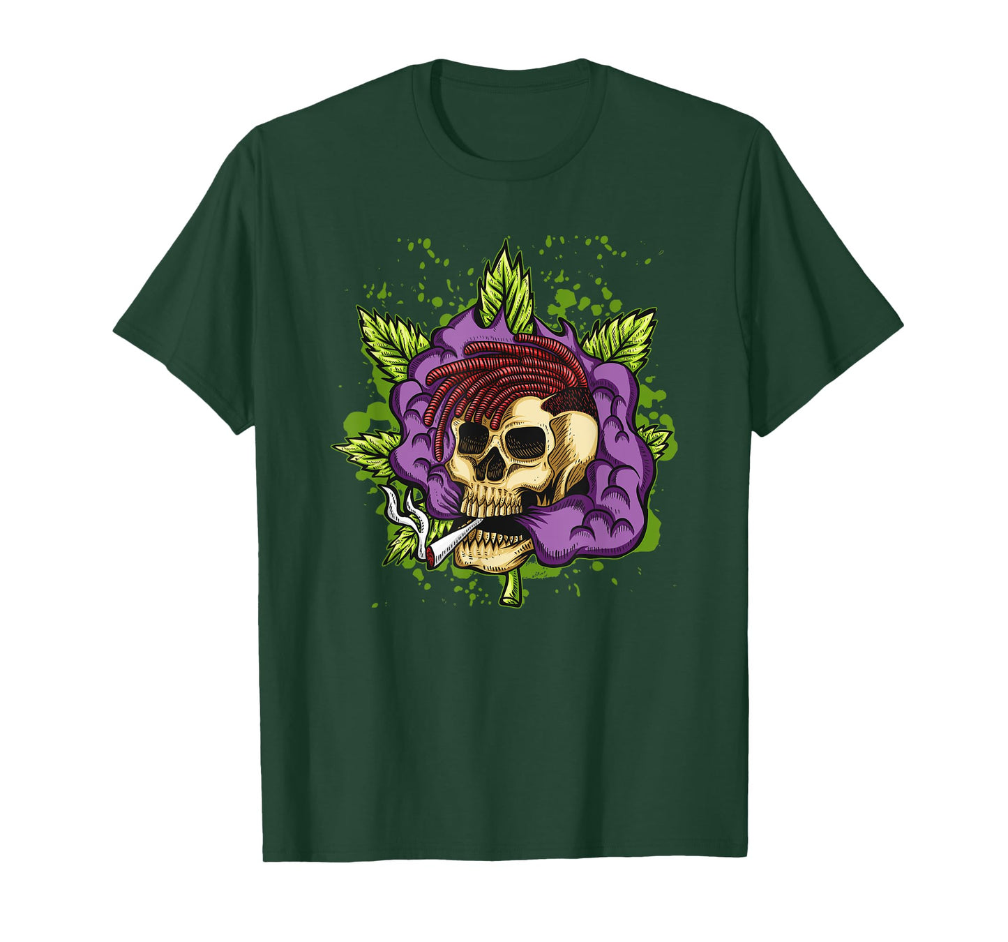 Urban Purple Kush Joint Smoking Skull 420 Marijuana T-shirt T-Shirt