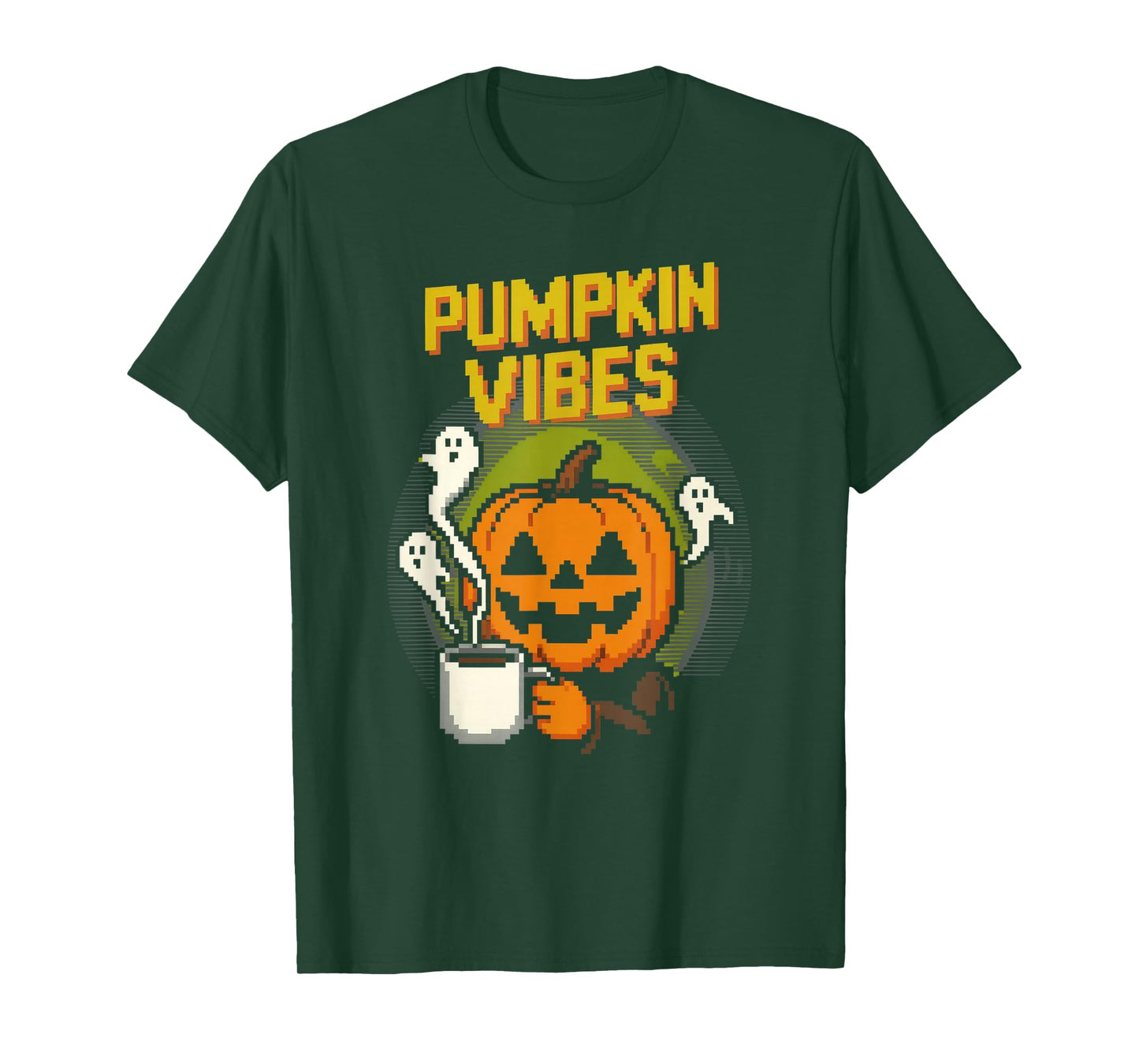 Pumpkin Vibes Funny Pixel Art Jack O'Lantern Halloween T-Shirt