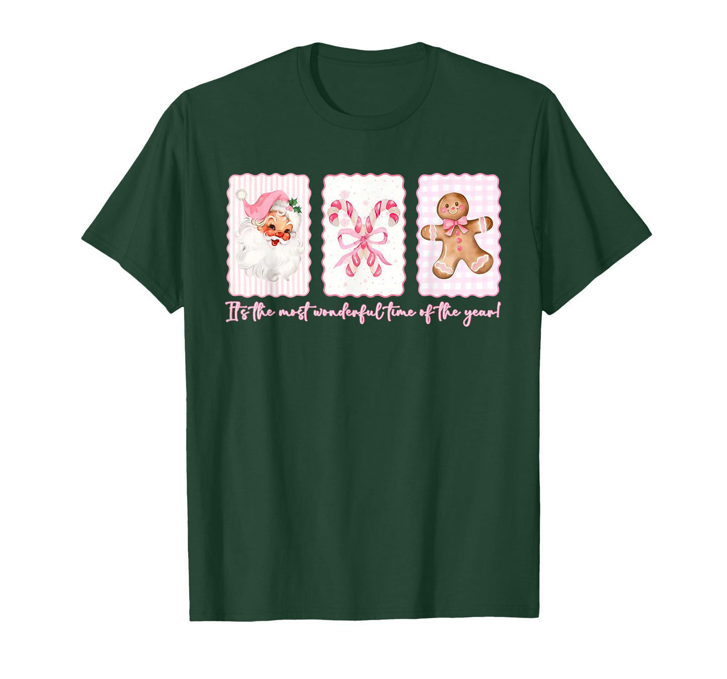 It's The Most Wonderful Time Pink Santa Coquette Bow Xmas T-Shirt