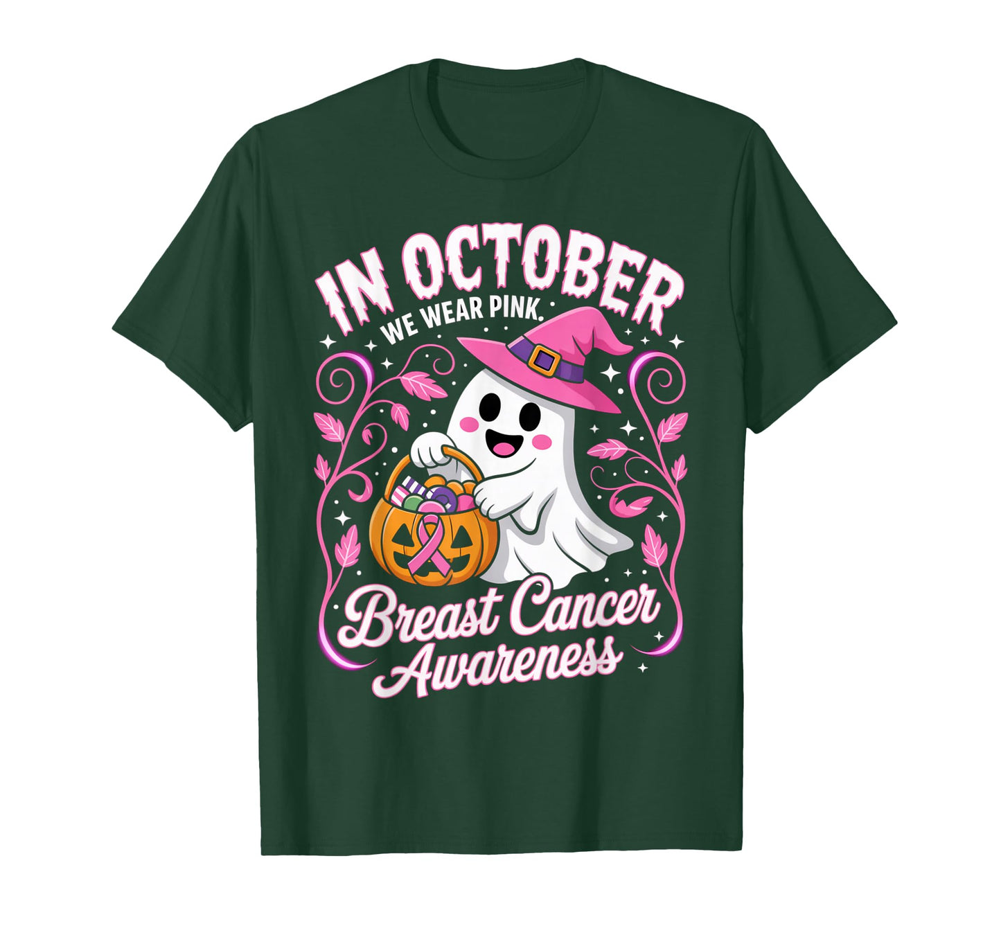 Breast Cancer Women Halloween in October We Wear Pink T-Shirt