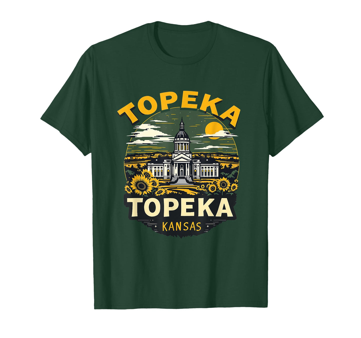 Topeka Skyline Vintage Topeka Kansas Floral Cityscape T-Shirt