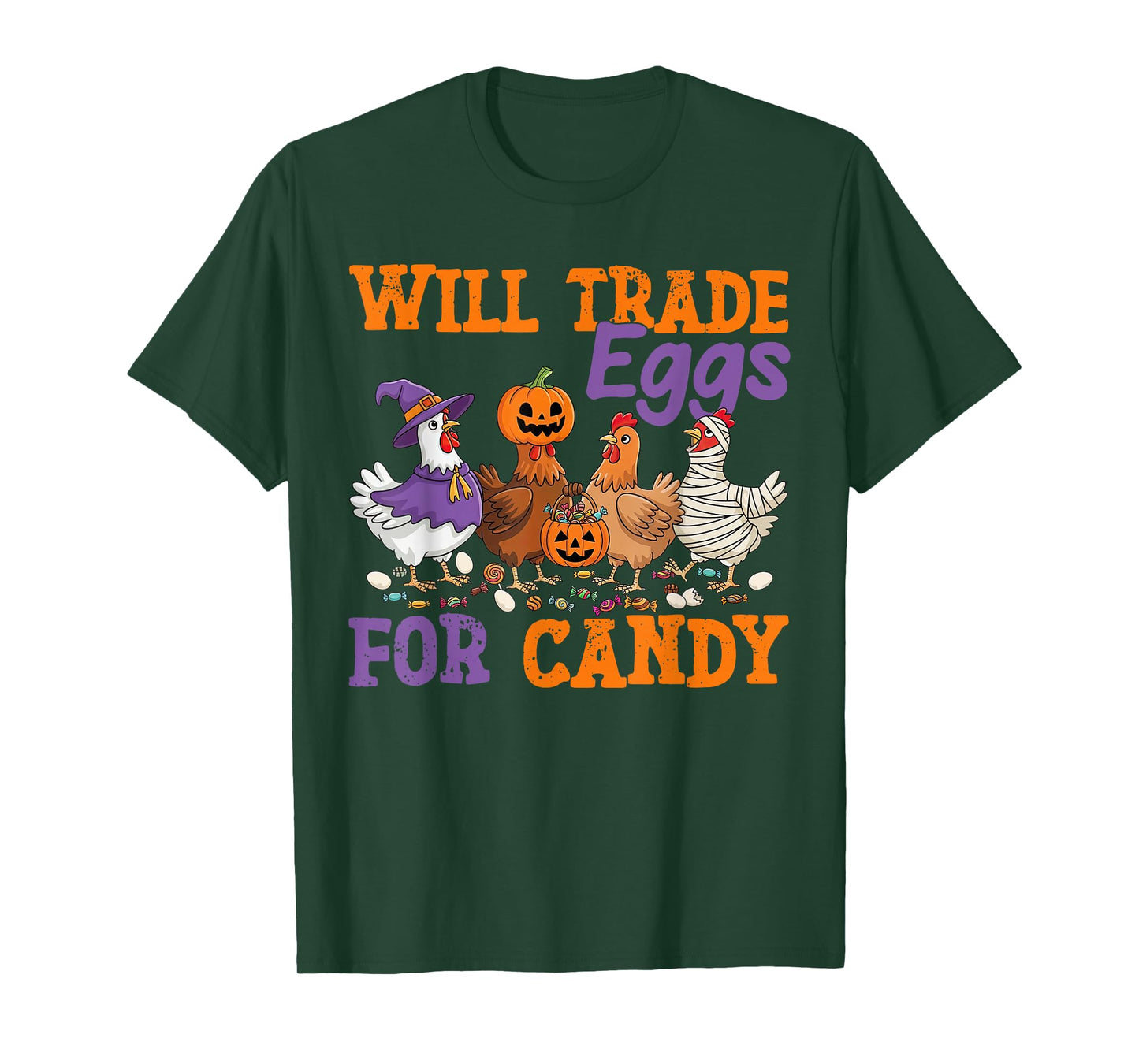 Will Trade Eggs for Candy Funny Halloween Chicken T-Shirt