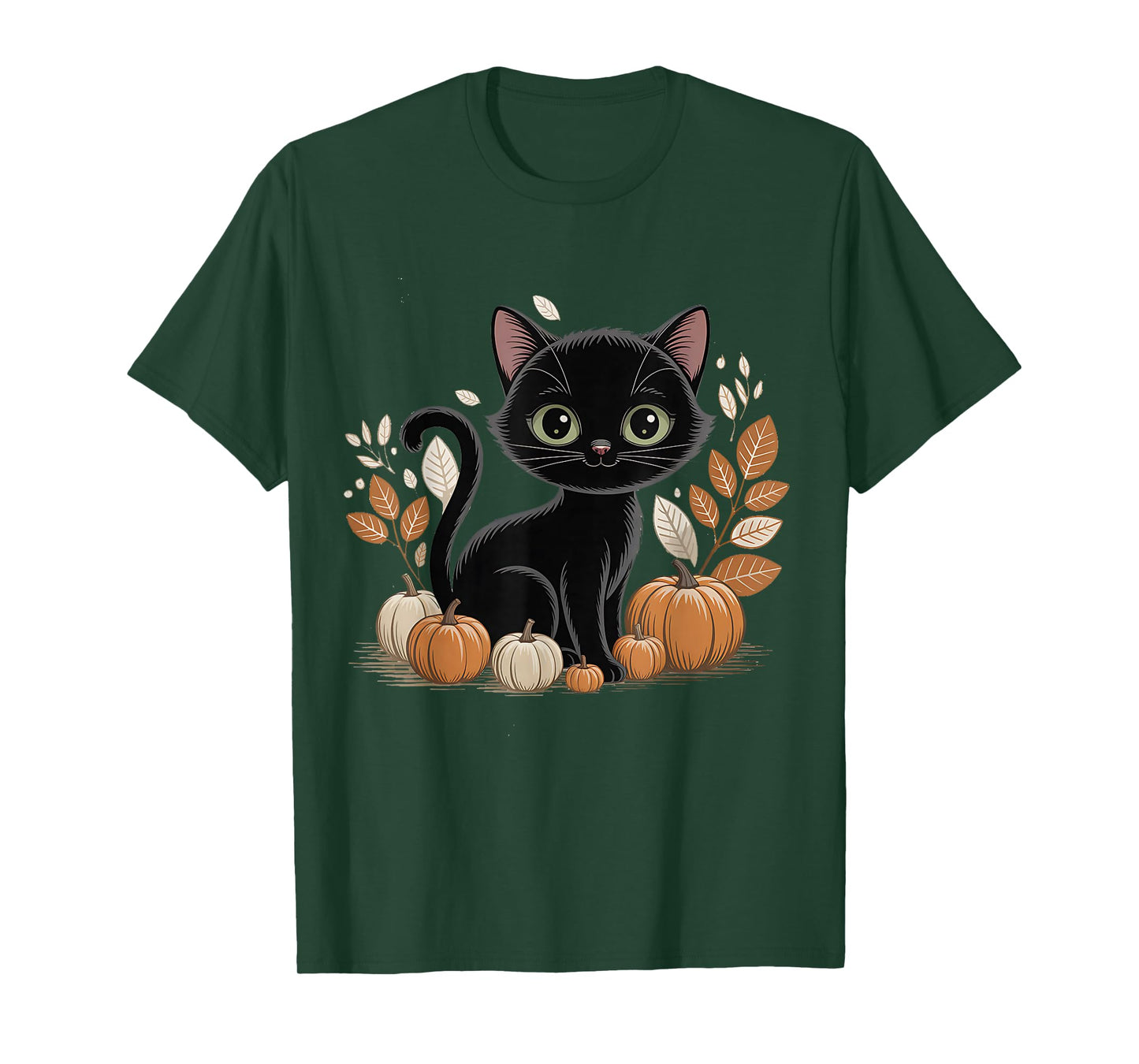 Retro Black Cat Halloween Pumpkin Costume for Women Men Kids T-Shirt