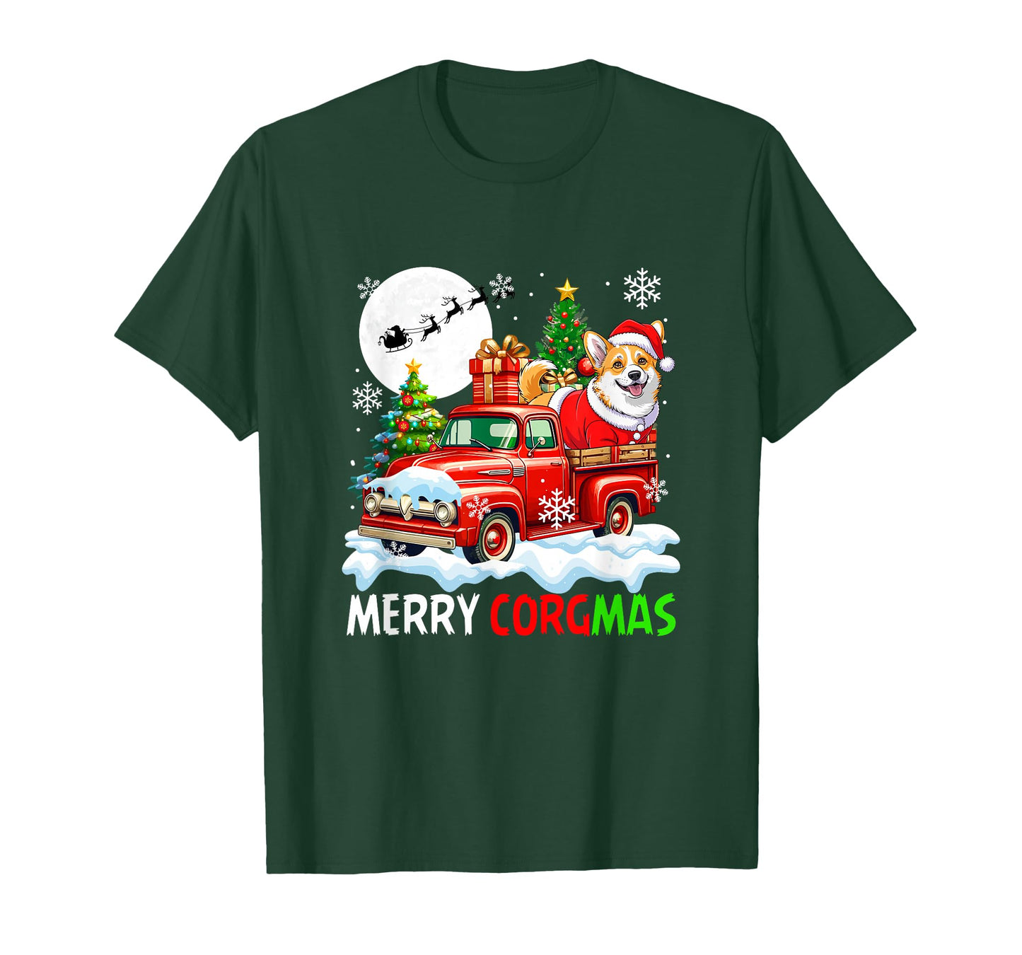 Merry Christmas Santa Corgi On Pickup Truck Owner Kids T-Shirt