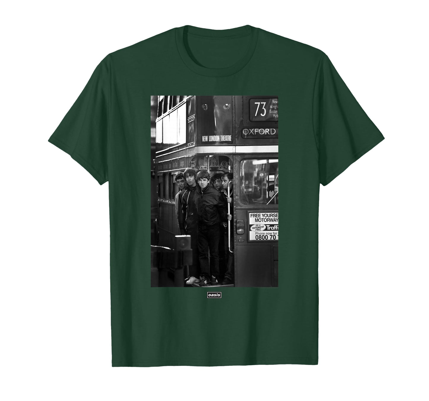 Oasis London Bus Photograph Unisex-Kids T-Shirt - Black, Small