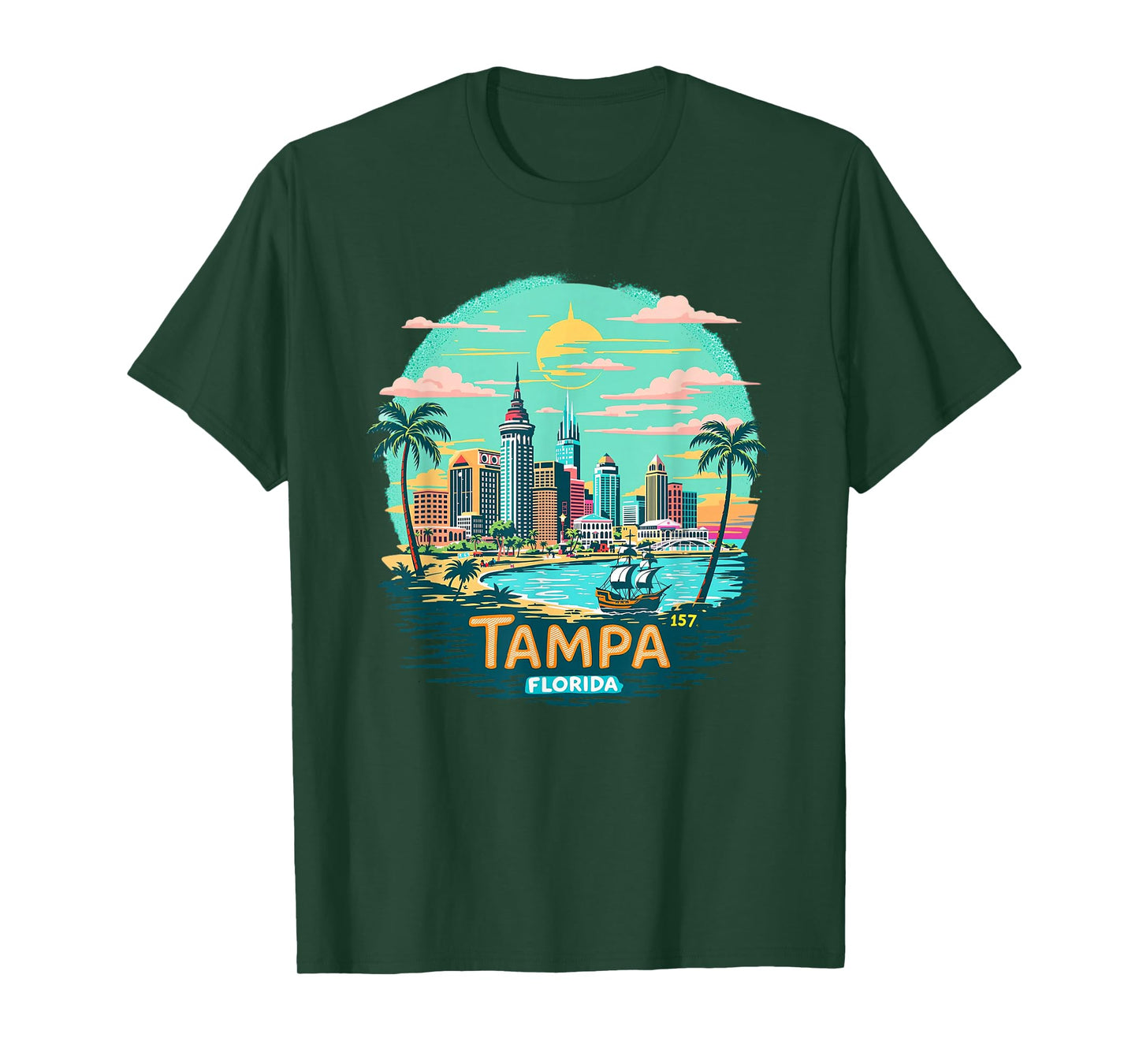 Vintage Tampa Florida Sunset Skyline Cityscape T-Shirt
