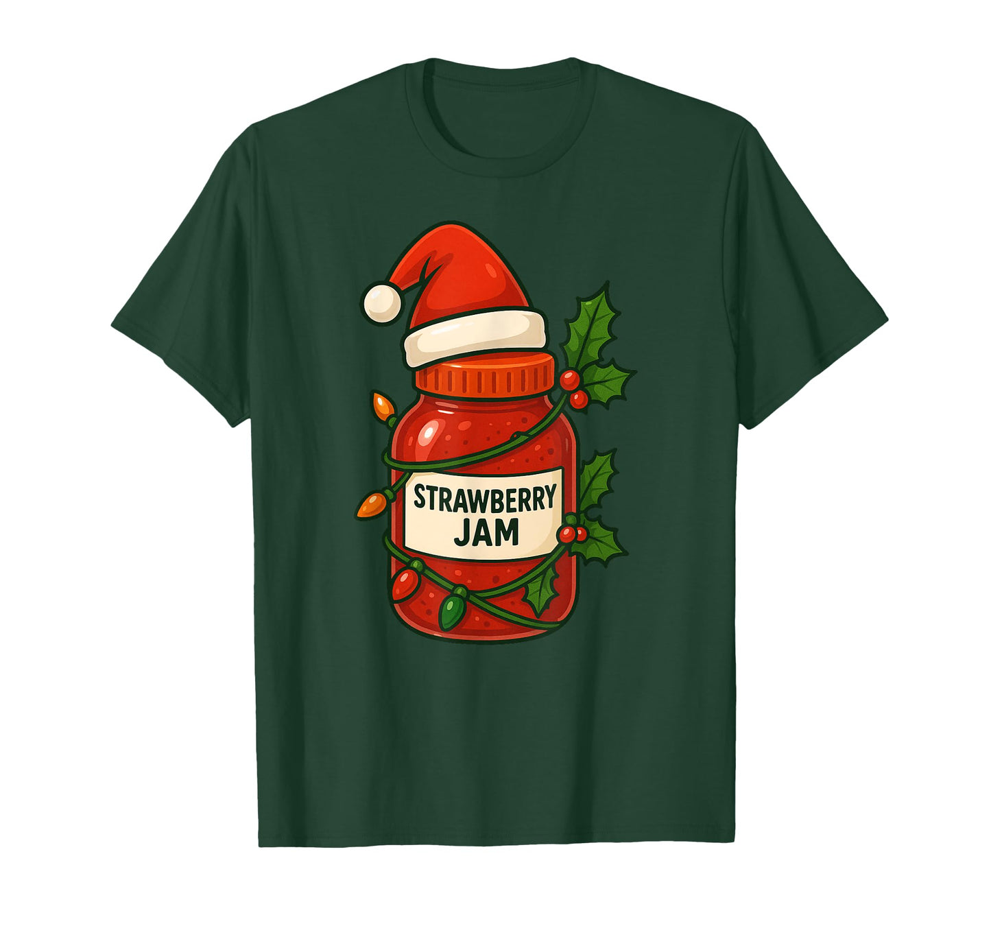 Strawberry Jam Merry Christmas Santa Hat Xmas Boys Girls Kid T-Shirt