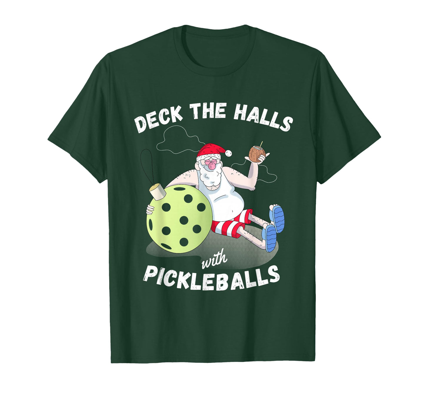 Funny Christmas Party Pickleball Drunk Santa T-Shirt