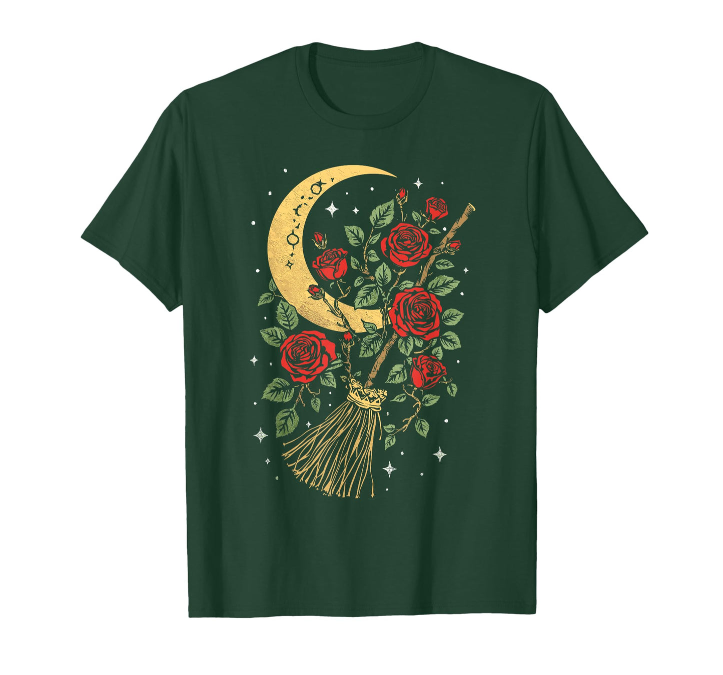 Enchanted Broomstick Botanical Lunar Mystical Flight T-Shirt