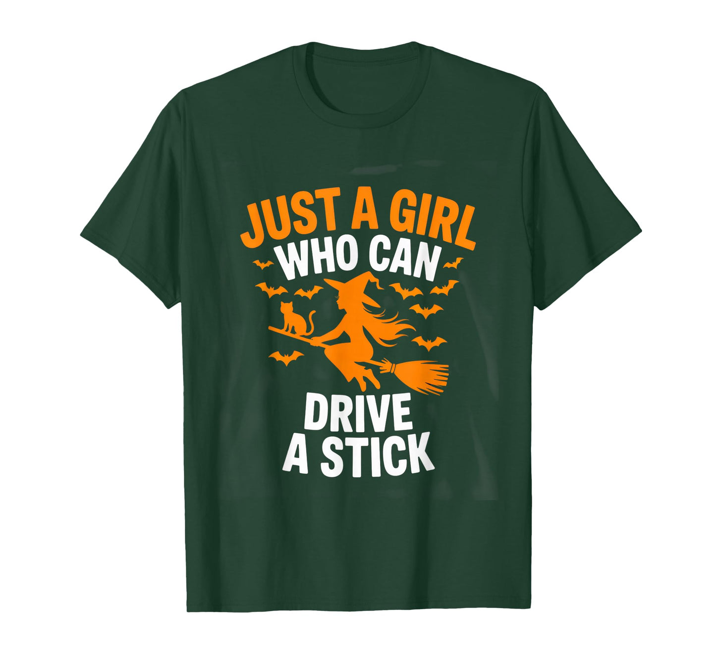 Just a Girl Who Can Drive a Stick Halloween Witch Humor T-Shirt