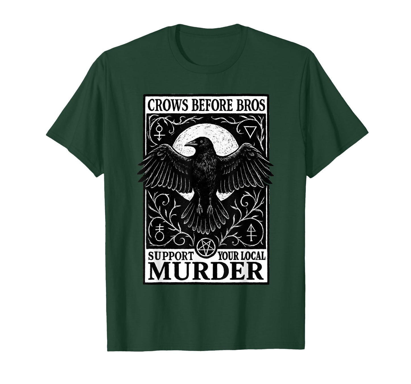 Crows Before Bros Gothic Crow Witch Goth Raven Witchy Women T-Shirt