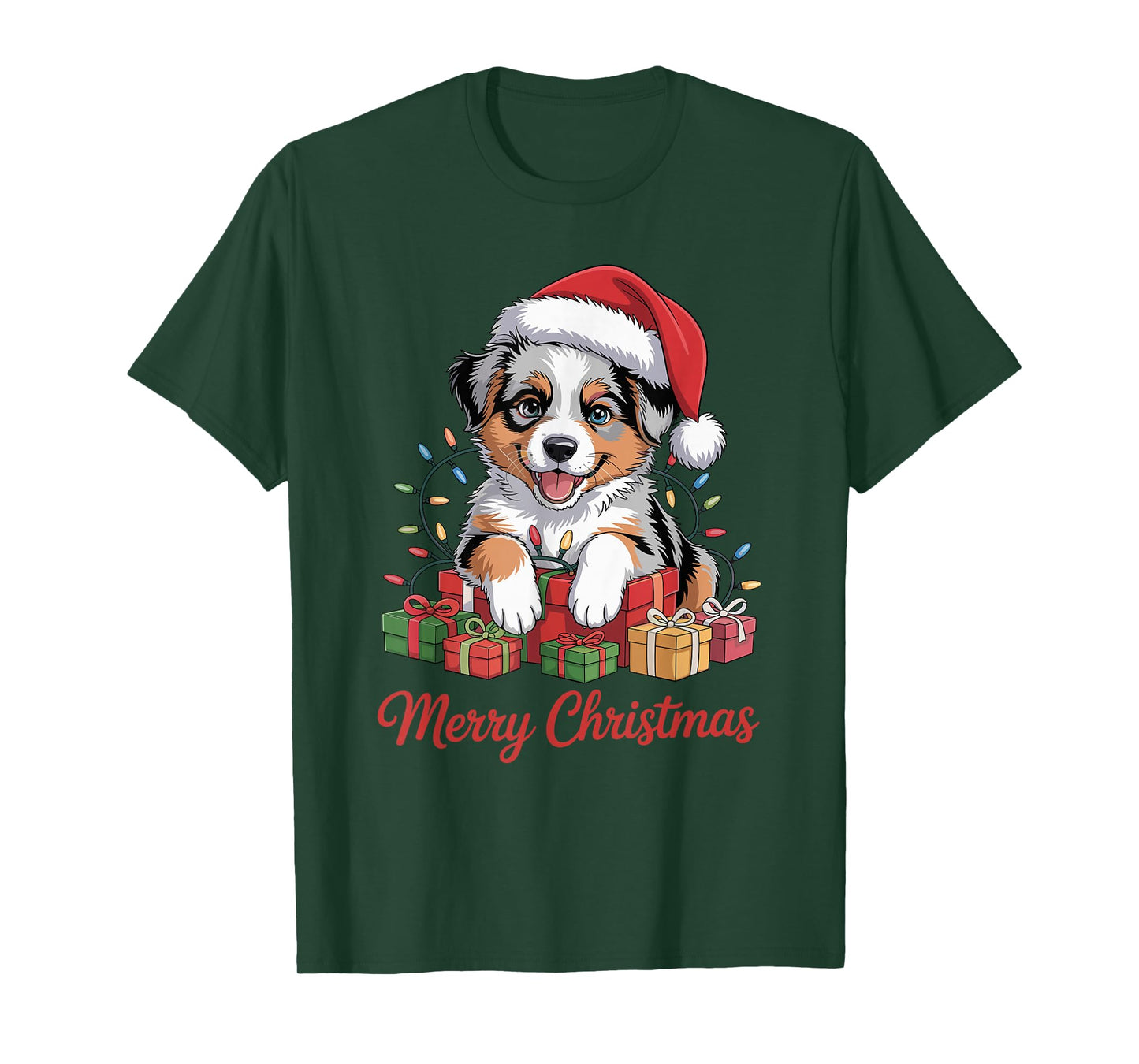 Cute Australian Shepherd Christmas Holiday Aussie Dog Lover T-Shirt