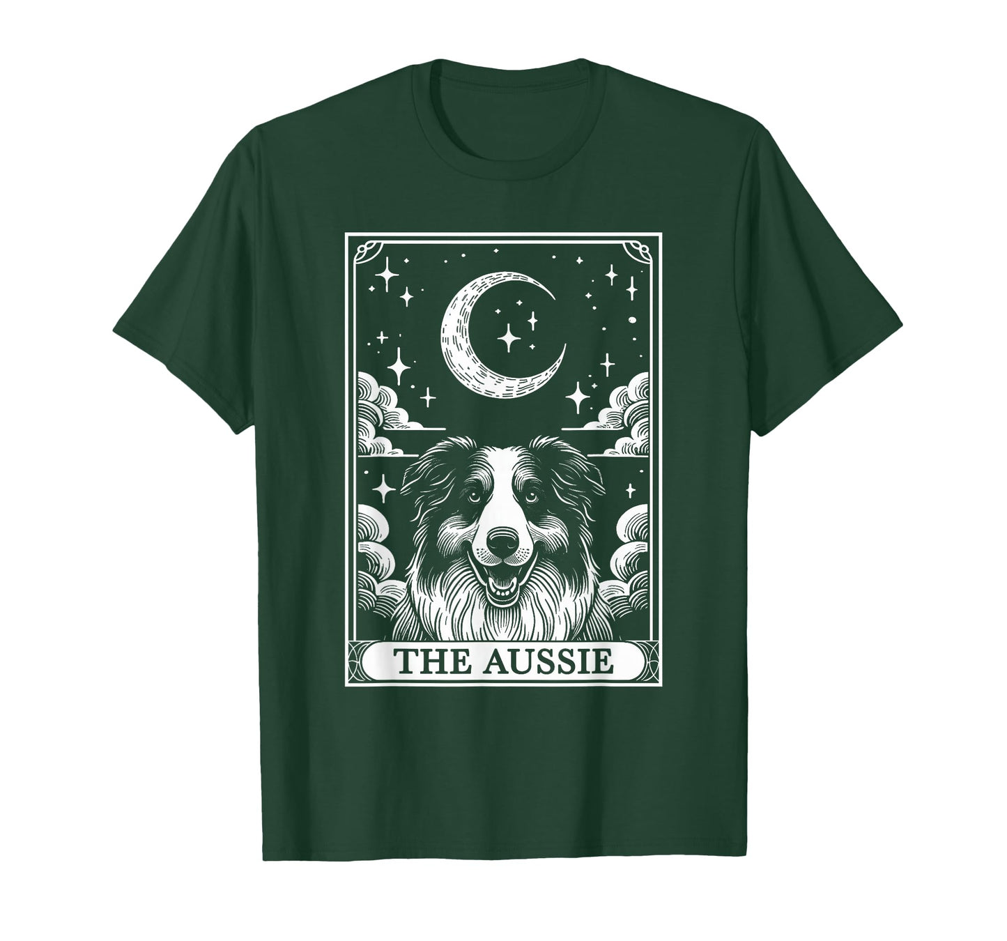 Tarot Card Vintage Crescent Moon Australian Shepherd Dog Mom T-Shirt