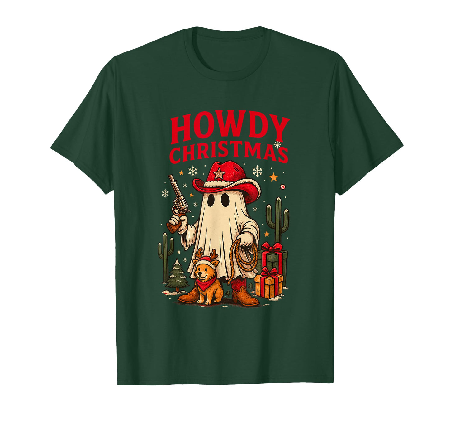 Howdy Christmas Cowboy Ghost Western Santa T-Shirt