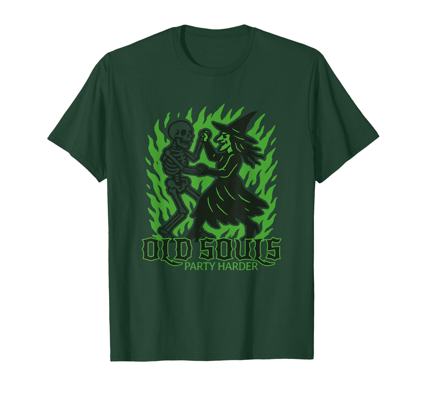 Old Souls Party Harder - Halloween Skeleton Witch Dance T-Shirt